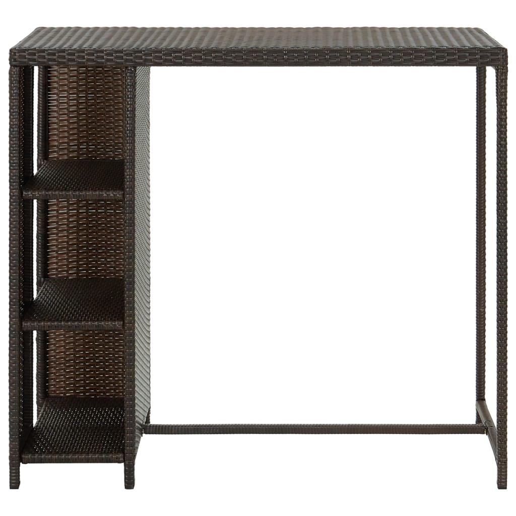 Bar Table with Storage Rack Brown 47.2"x23.6"x43.3" Poly Rattan at Set Shop and Smile