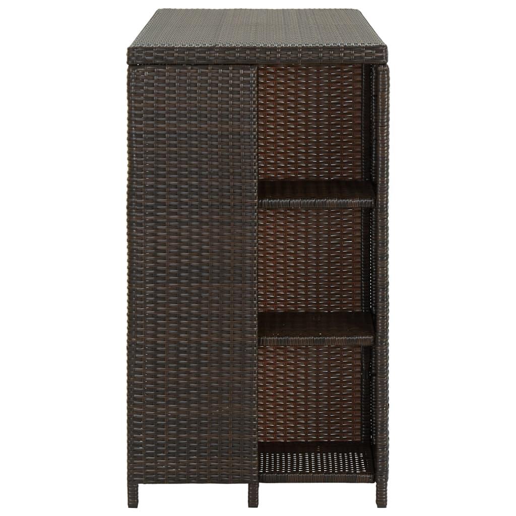 Bar Table with Storage Rack Brown 47.2"x23.6"x43.3" Poly Rattan at Set Shop and Smile