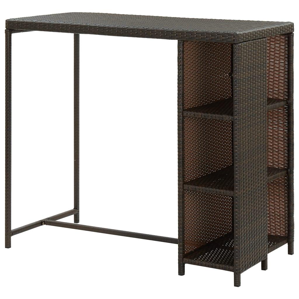 Bar Table with Storage Rack Brown 47.2"x23.6"x43.3" Poly Rattan at Set Shop and Smile