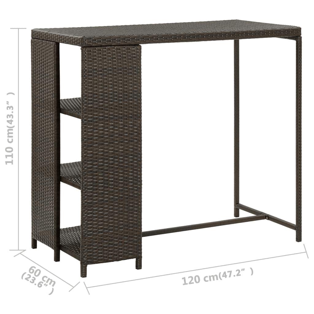 Bar Table with Storage Rack Brown 47.2"x23.6"x43.3" Poly Rattan at Set Shop and Smile