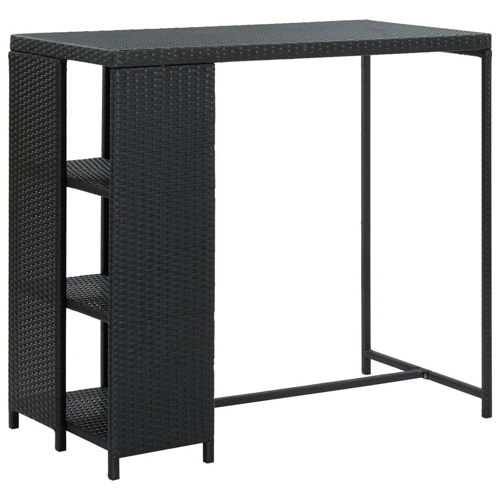 Bar Table with Storage Rack Black 47.2"x23.6"x43.3" Poly Rattan at Set Shop and Smile