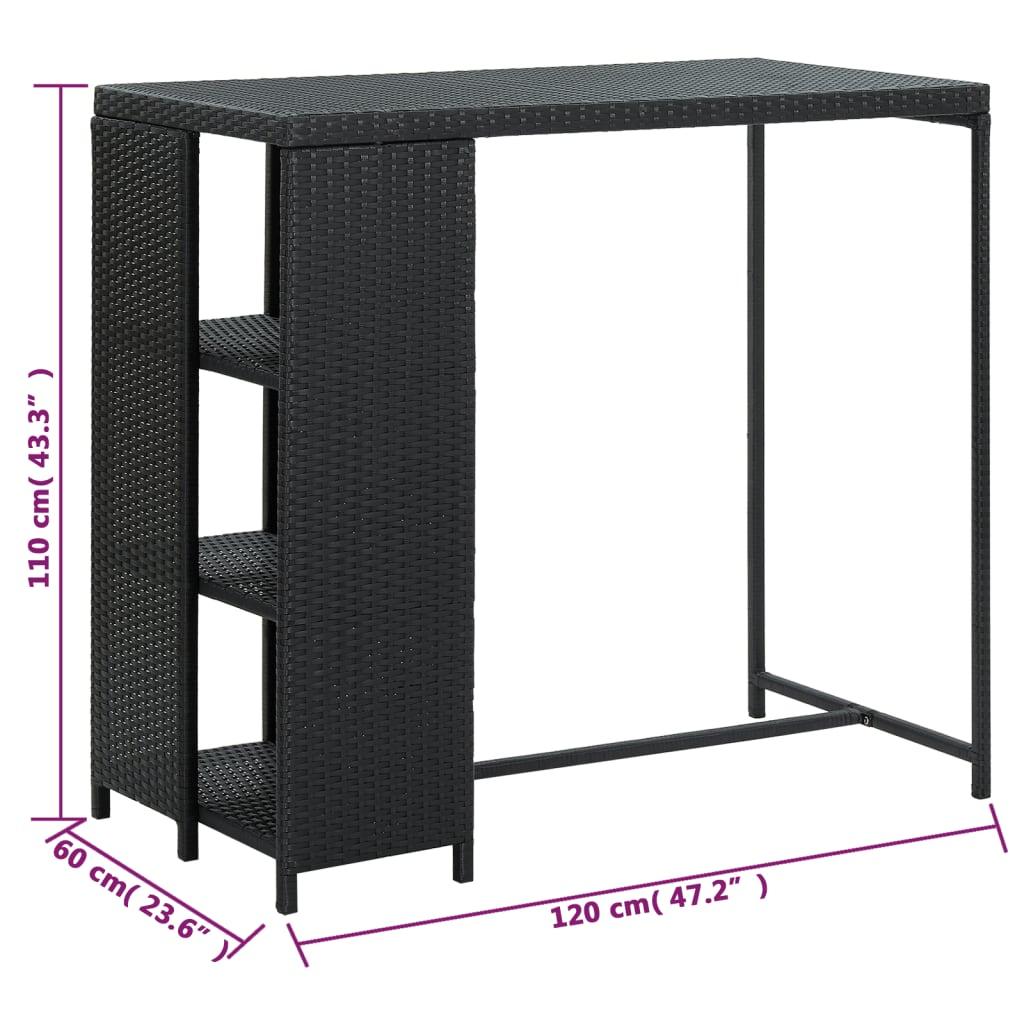 Bar Table with Storage Rack Black 47.2"x23.6"x43.3" Poly Rattan at Set Shop and Smile