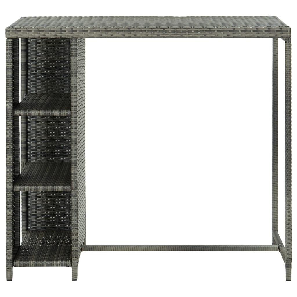 Bar Table with Storage Rack Gray 47.2"x23.6"x43.3" Poly Rattan at Set Shop and Smile