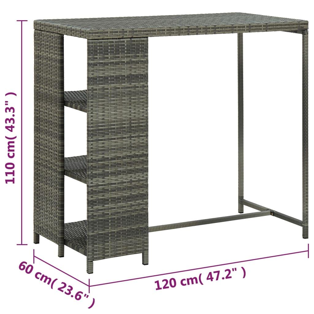 Bar Table with Storage Rack Gray 47.2"x23.6"x43.3" Poly Rattan at Set Shop and Smile