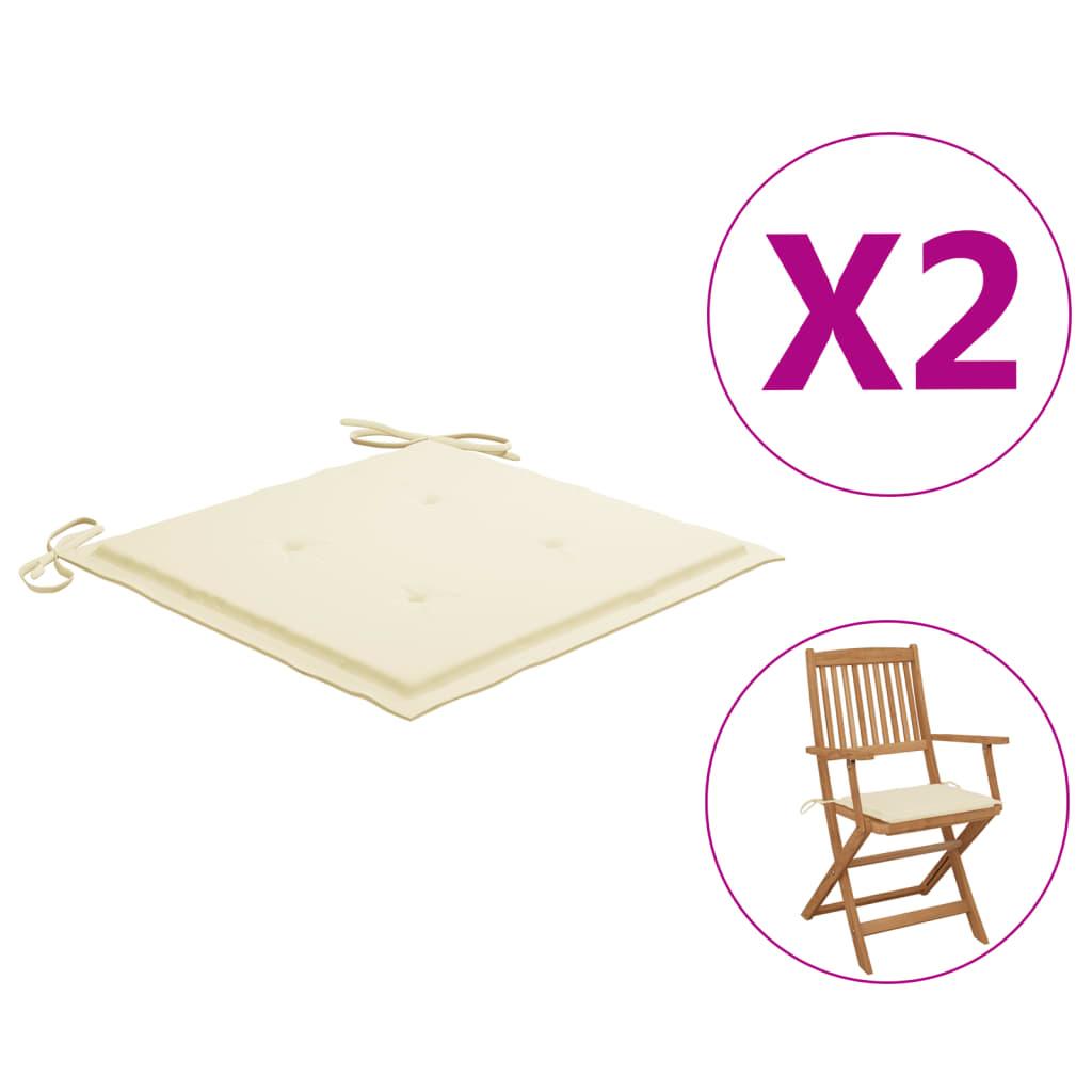 Garden Chair Cushions 2 pcs Cream 15.7"x15.7"x1.2" Fabric at Set Shop and Smile