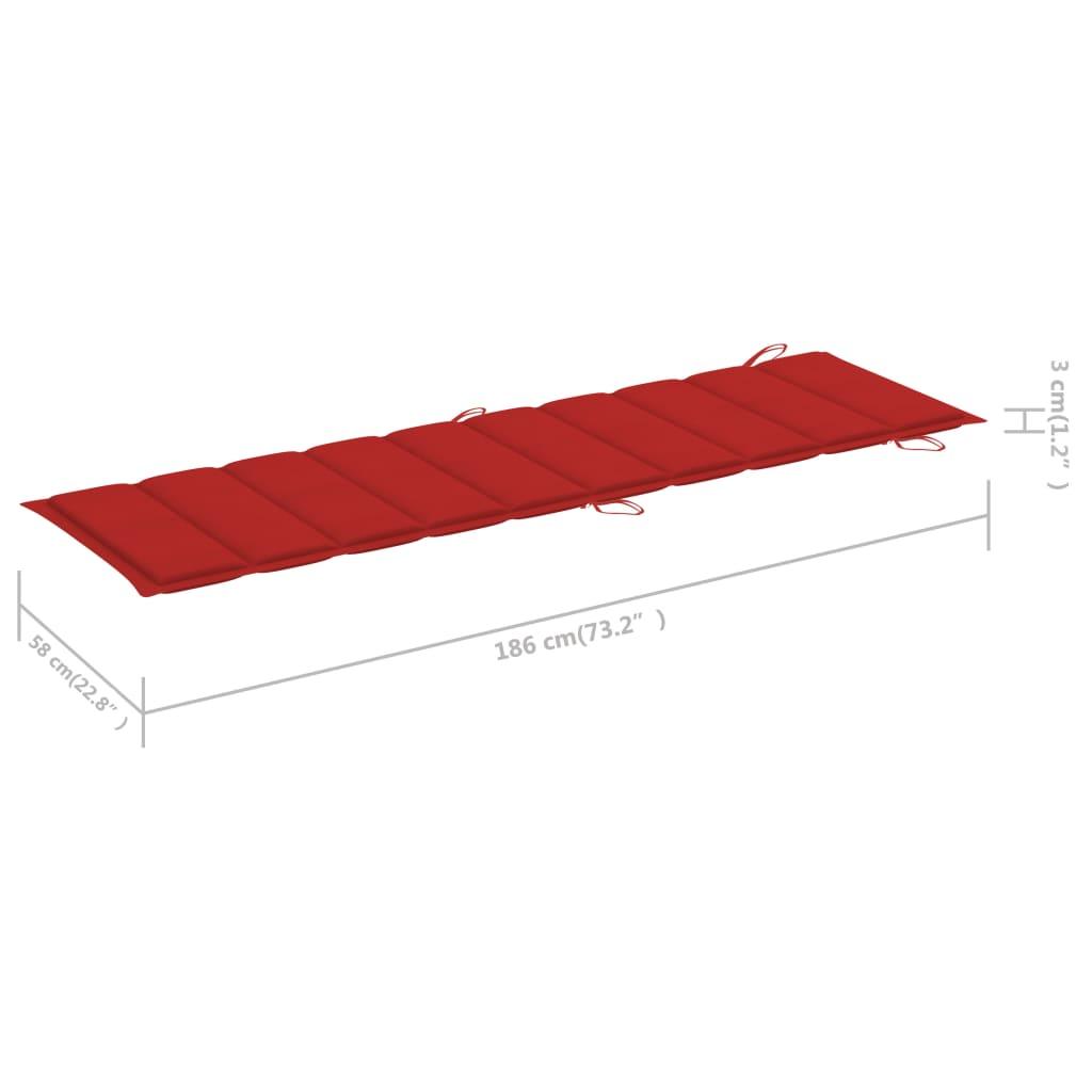 Sun Lounger Cushion Red 73.2"x22.8"x1.2" at Set Shop and Smile