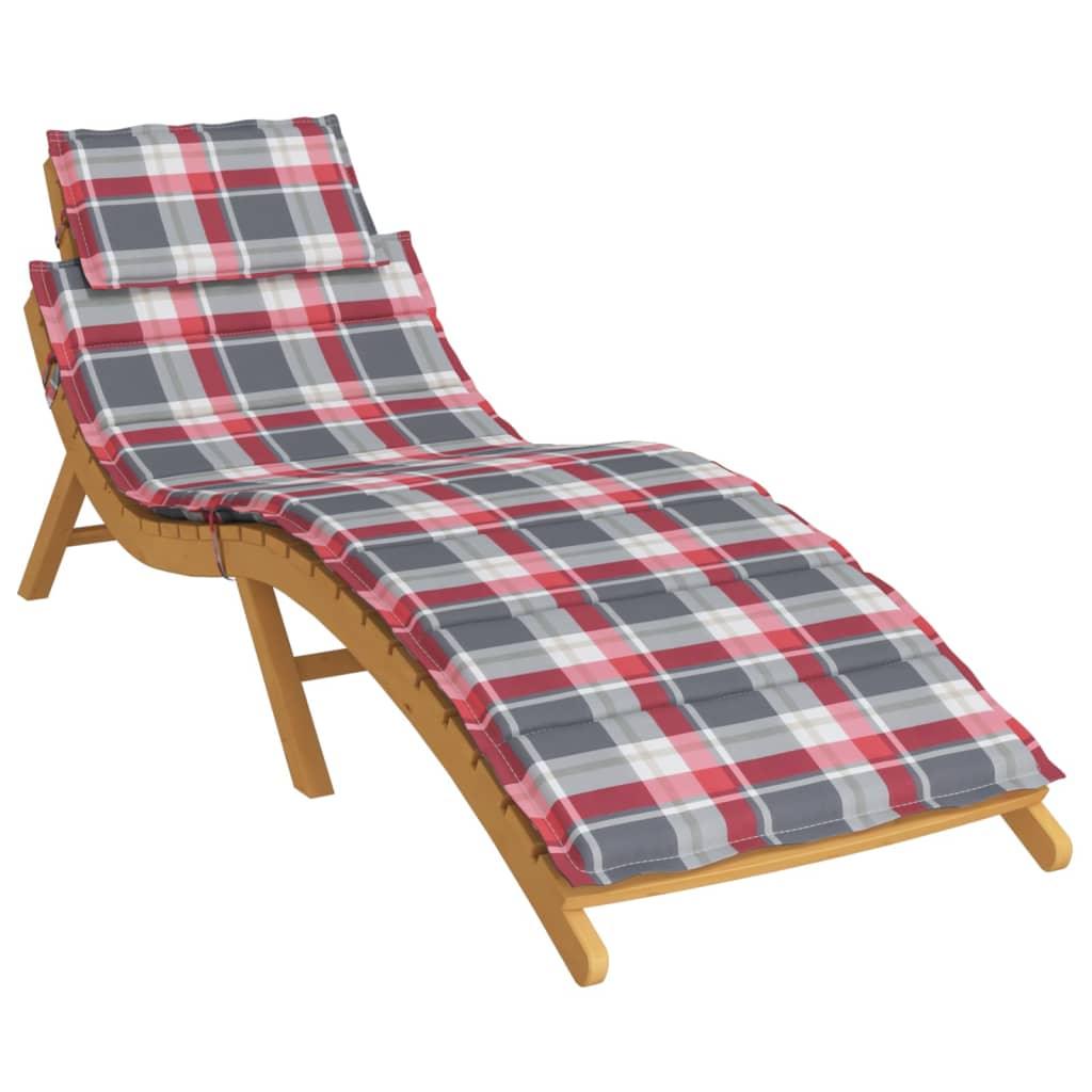 Sun Lounger Cushion Red Check Pattern 73.2"x22.8"x1.2" at Set Shop and Smile