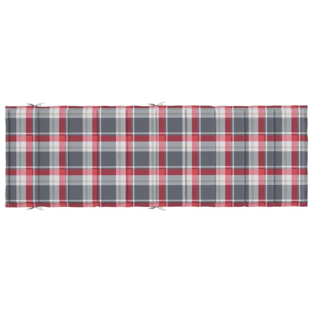 Sun Lounger Cushion Red Check Pattern 73.2"x22.8"x1.2" at Set Shop and Smile
