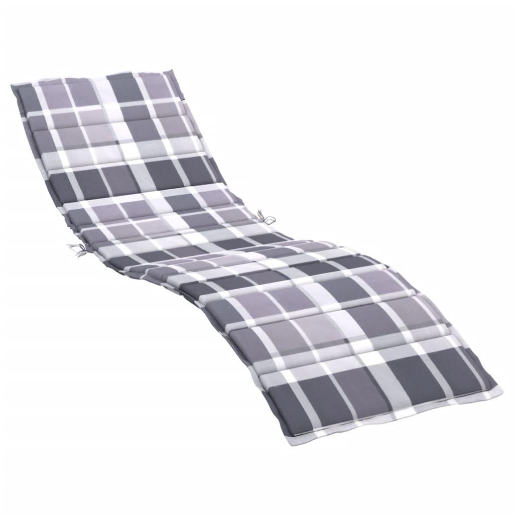 Sun Lounger Cushion Gray Check Pattern 78.7"x23.6"x1.2" Oxford Fabric at Set Shop and Smile