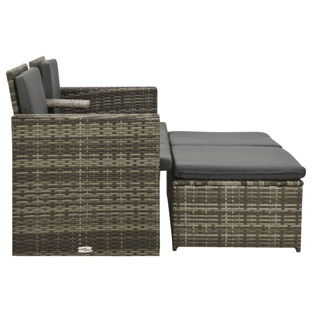 3 Piece Patio Lounge Set with Cushions Poly Rattan Gray at Set Shop and Smile