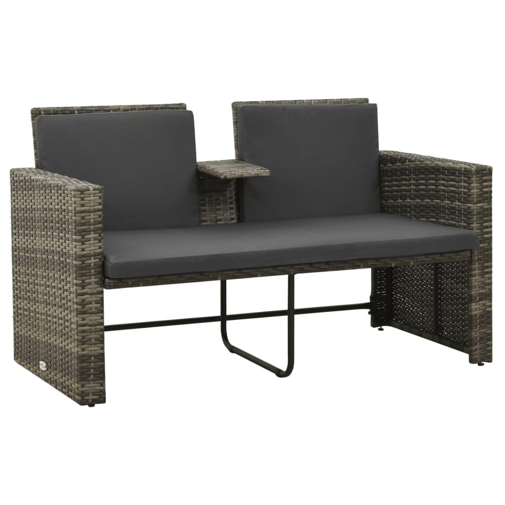 3 Piece Patio Lounge Set with Cushions Poly Rattan Gray at Set Shop and Smile