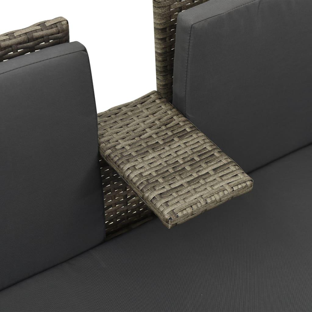 3 Piece Patio Lounge Set with Cushions Poly Rattan Gray at Set Shop and Smile