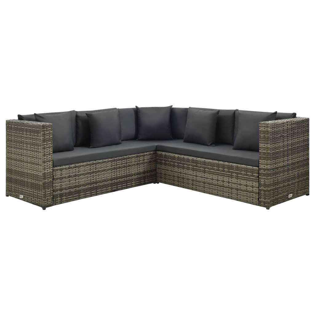 4 Piece Patio Lounge Set with Cushions Poly Rattan Gray at Set Shop and Smile