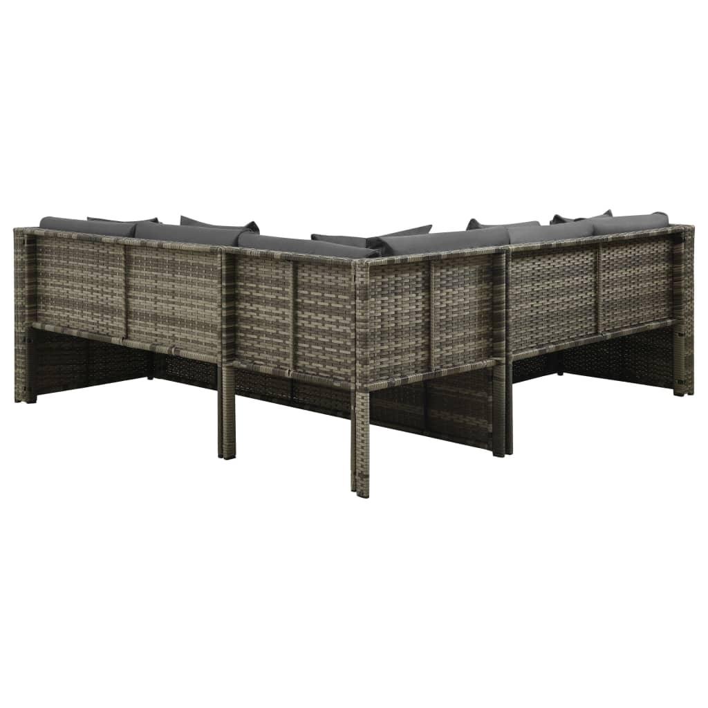 4 Piece Patio Lounge Set with Cushions Poly Rattan Gray at Set Shop and Smile