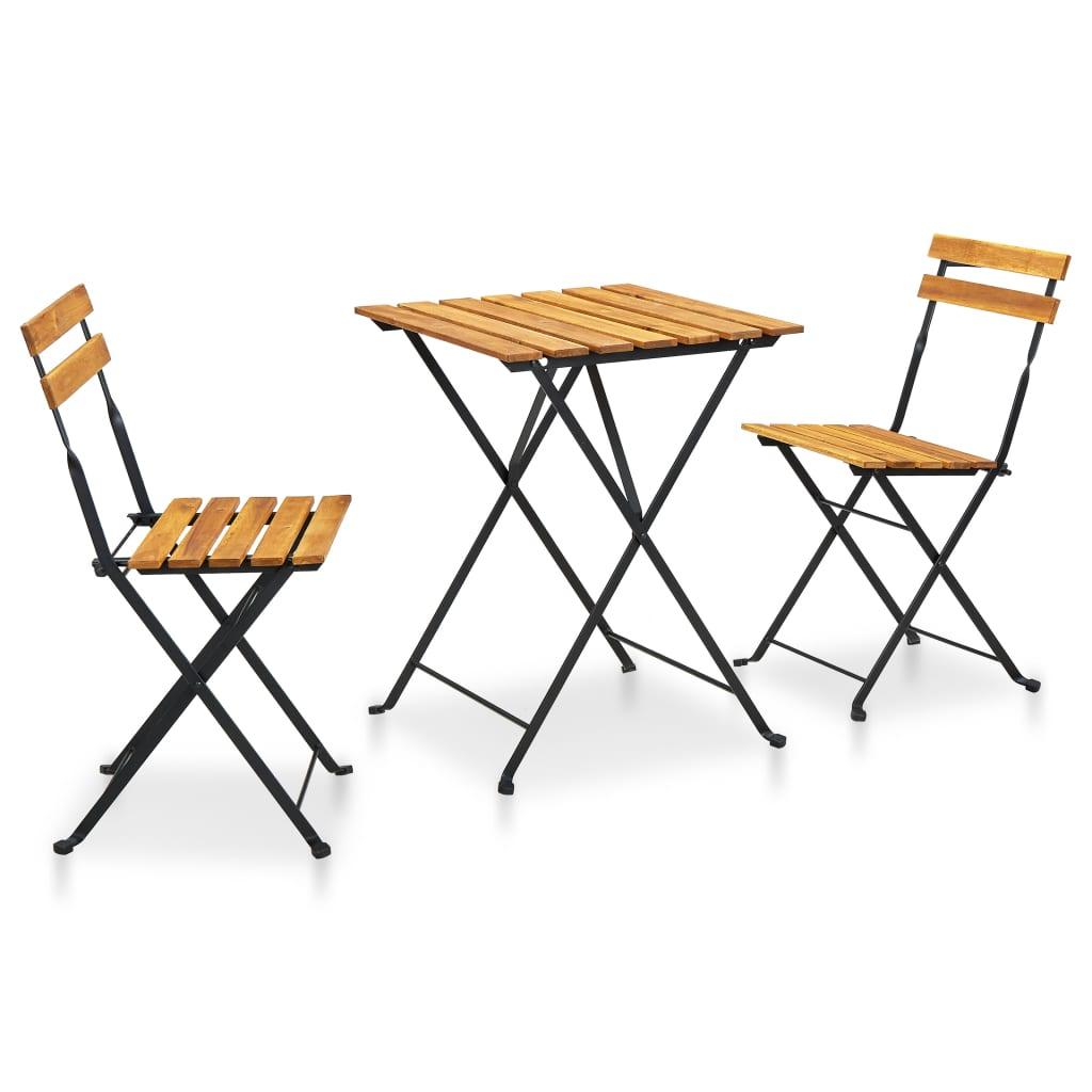 3 Piece Folding Bistro Set Solid Acacia Wood at Set Shop and Smile