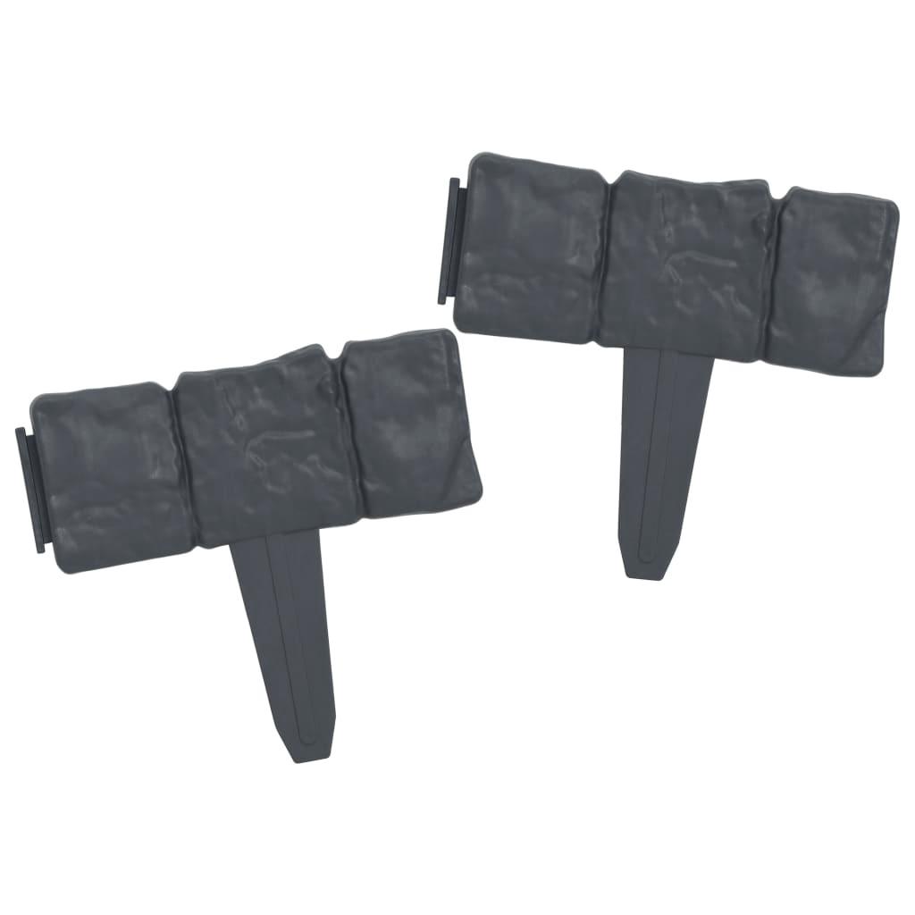 Lawn Fence Stone Look 41 pcs Plastic 393.7" at Set Shop and Smile