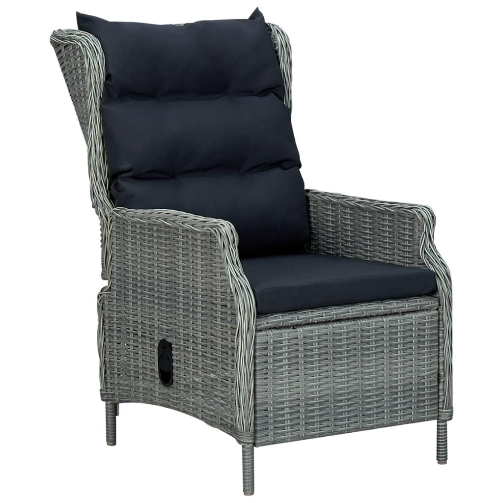 Reclining Patio Chair with Cushions Poly Rattan Light Gray at Set Shop and Smile