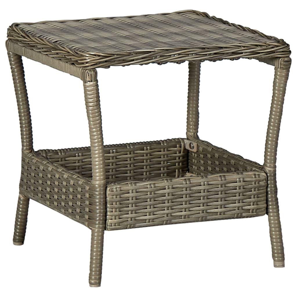 Patio Table Brown 7.7"x17.7"x18.3" Poly Rattan at Set Shop and Smile