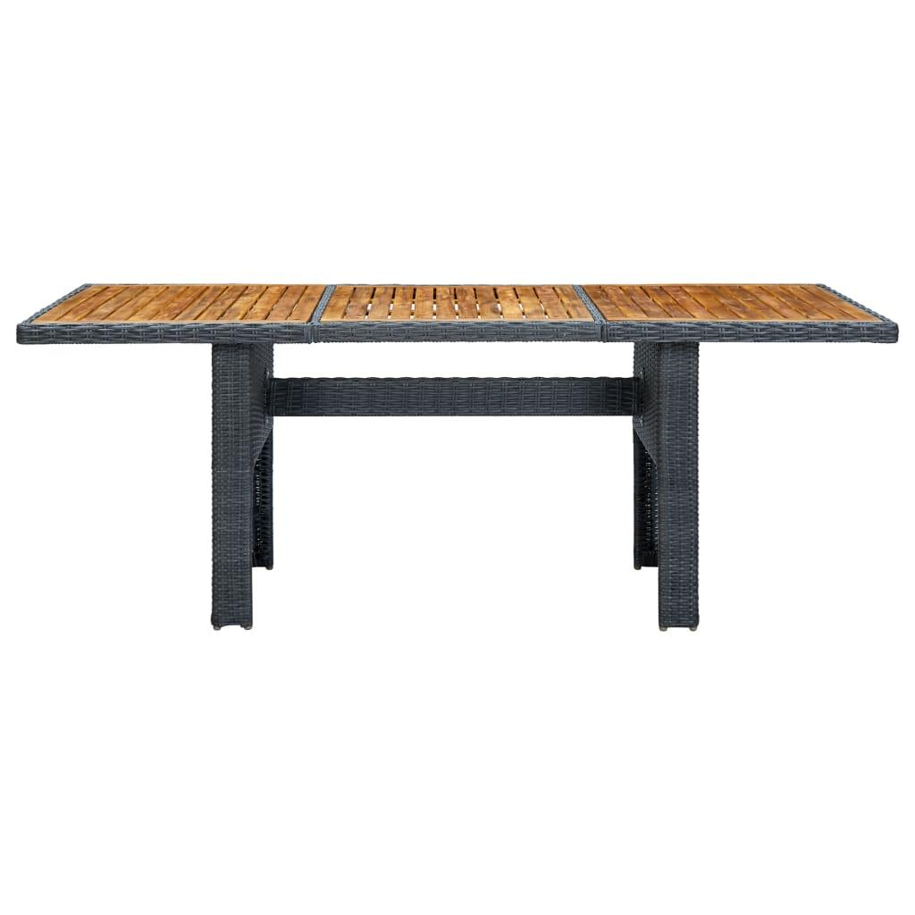Patio Table Dark Gray Poly Rattan and Solid Acacia Wood at Set Shop and Smile