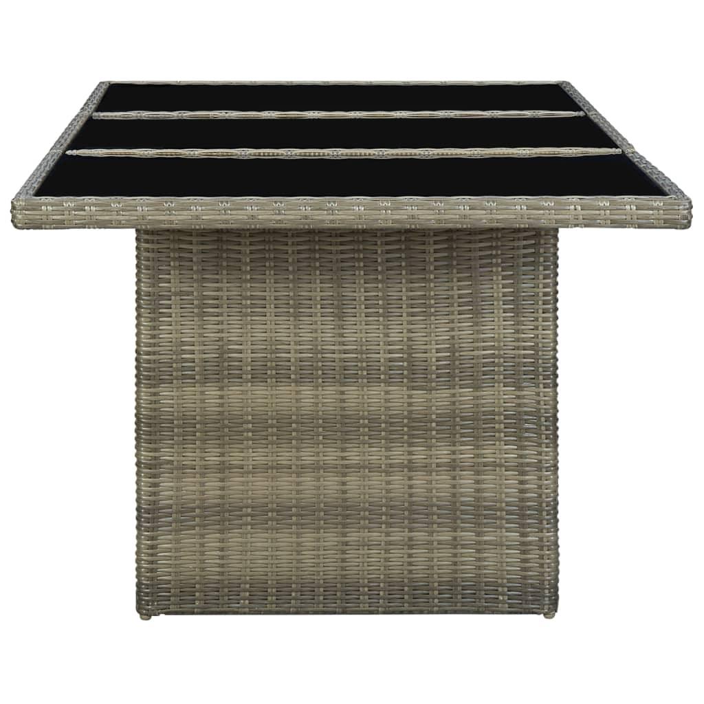 Patio Table Brown Poly Rattan and Tempered Glass at Set Shop and Smile