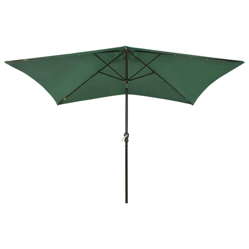Parasol with LEDs and Steel Pole Green 6.6'x9.8' at Set Shop and Smile