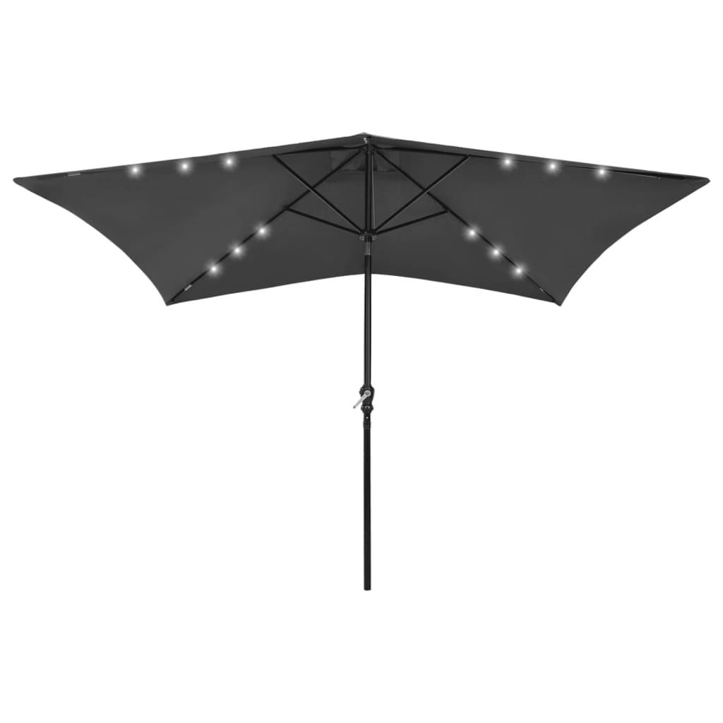 Parasol with LEDs and Steel Pole Anthracite 6.6'x9.8' at Set Shop and Smile