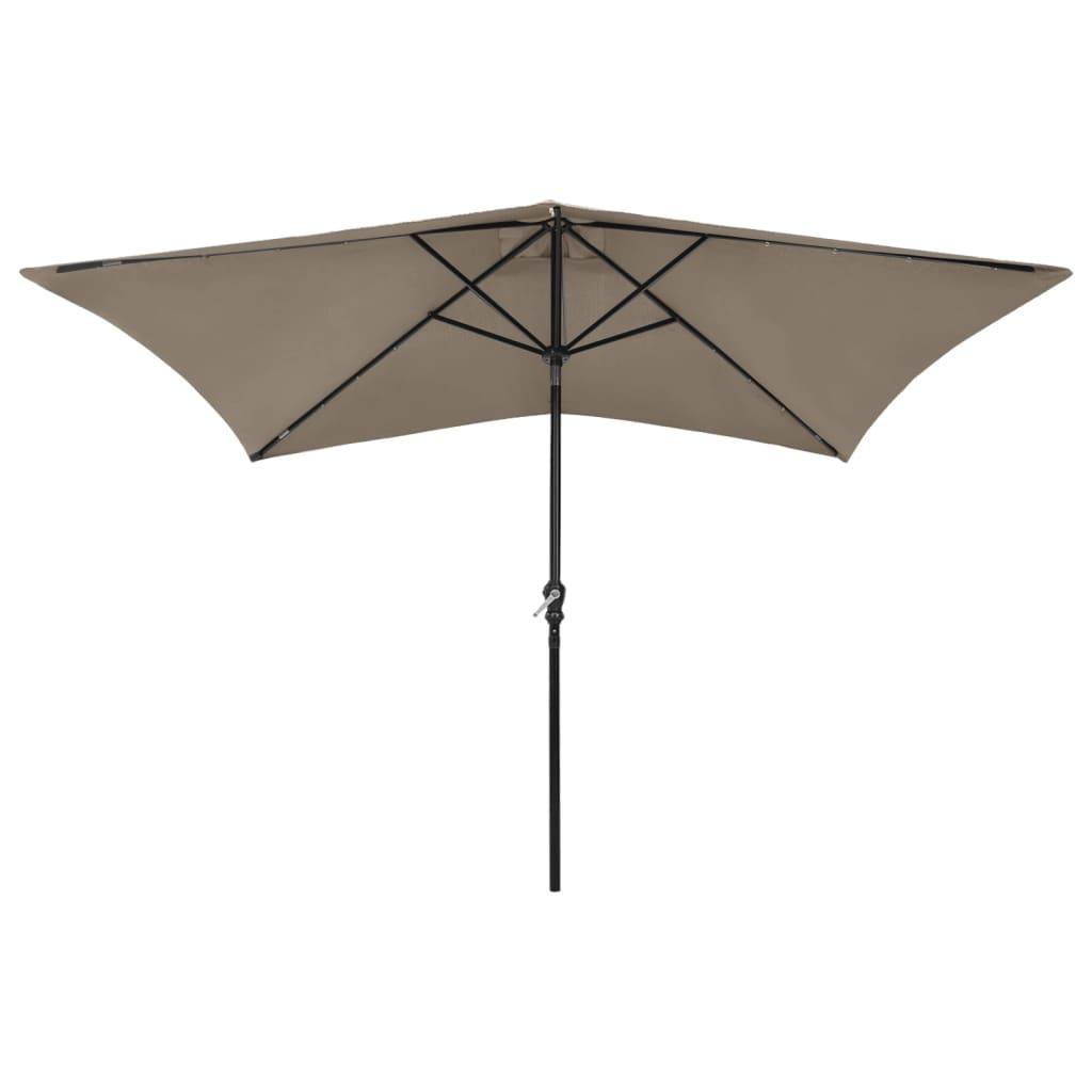 Parasol with LEDs and Steel Pole Taupe 6.6'x9.8' at Set Shop and Smile