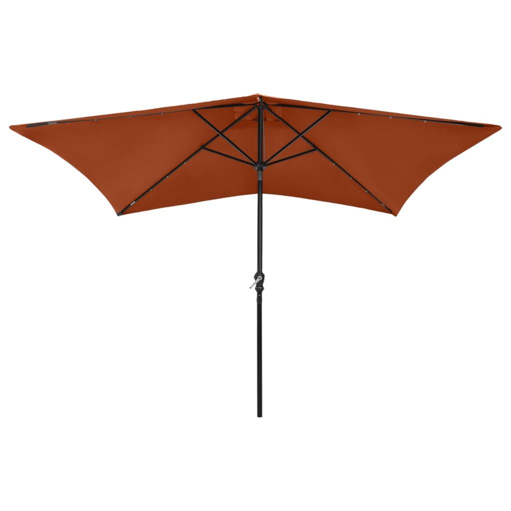 Parasol with LEDs and Steel Pole Terracotta 6.6'x9.8' at Set Shop and Smile