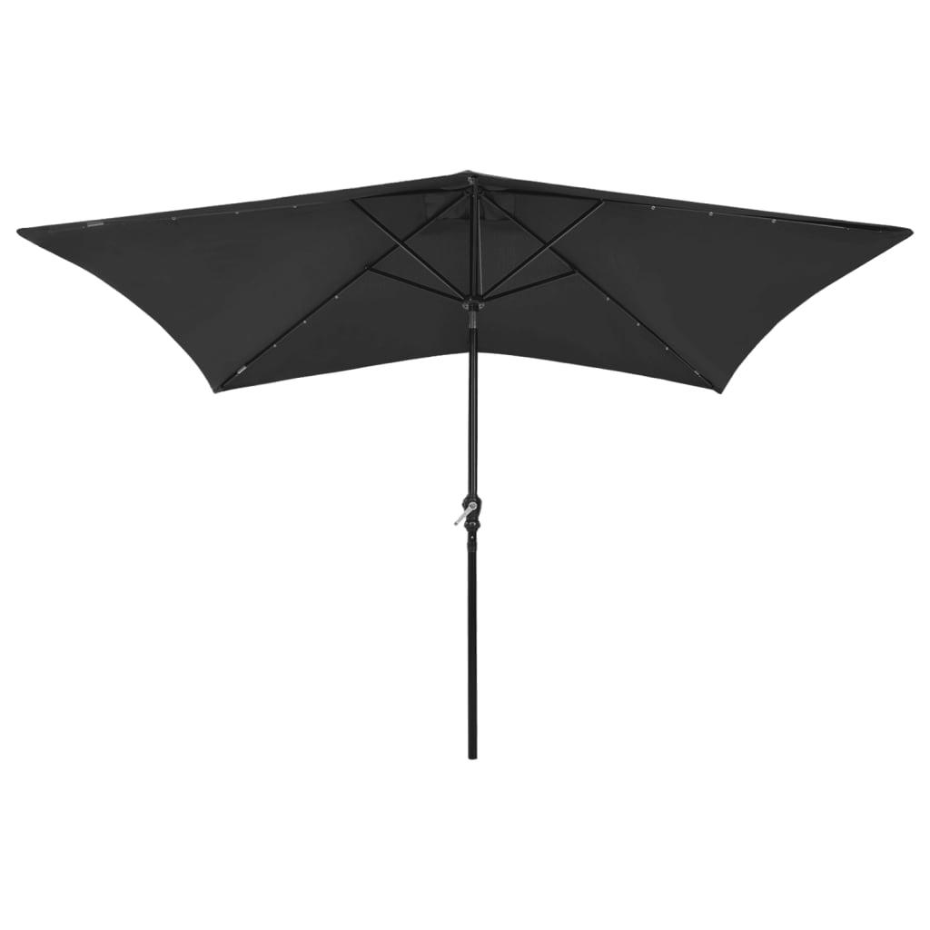 Parasol with LEDs and Steel Pole Black 6.6'x9.8' at Set Shop and Smile
