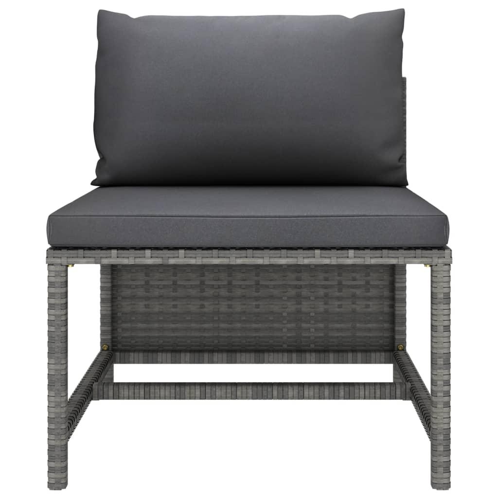 Sectional Middle Sofa with Cushions Gray Poly Rattan at Set Shop and Smile