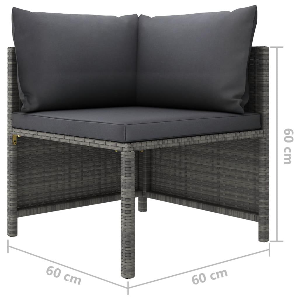 3-Seater Patio Sofa with Cushions Gray Poly Rattan at Set Shop and Smile