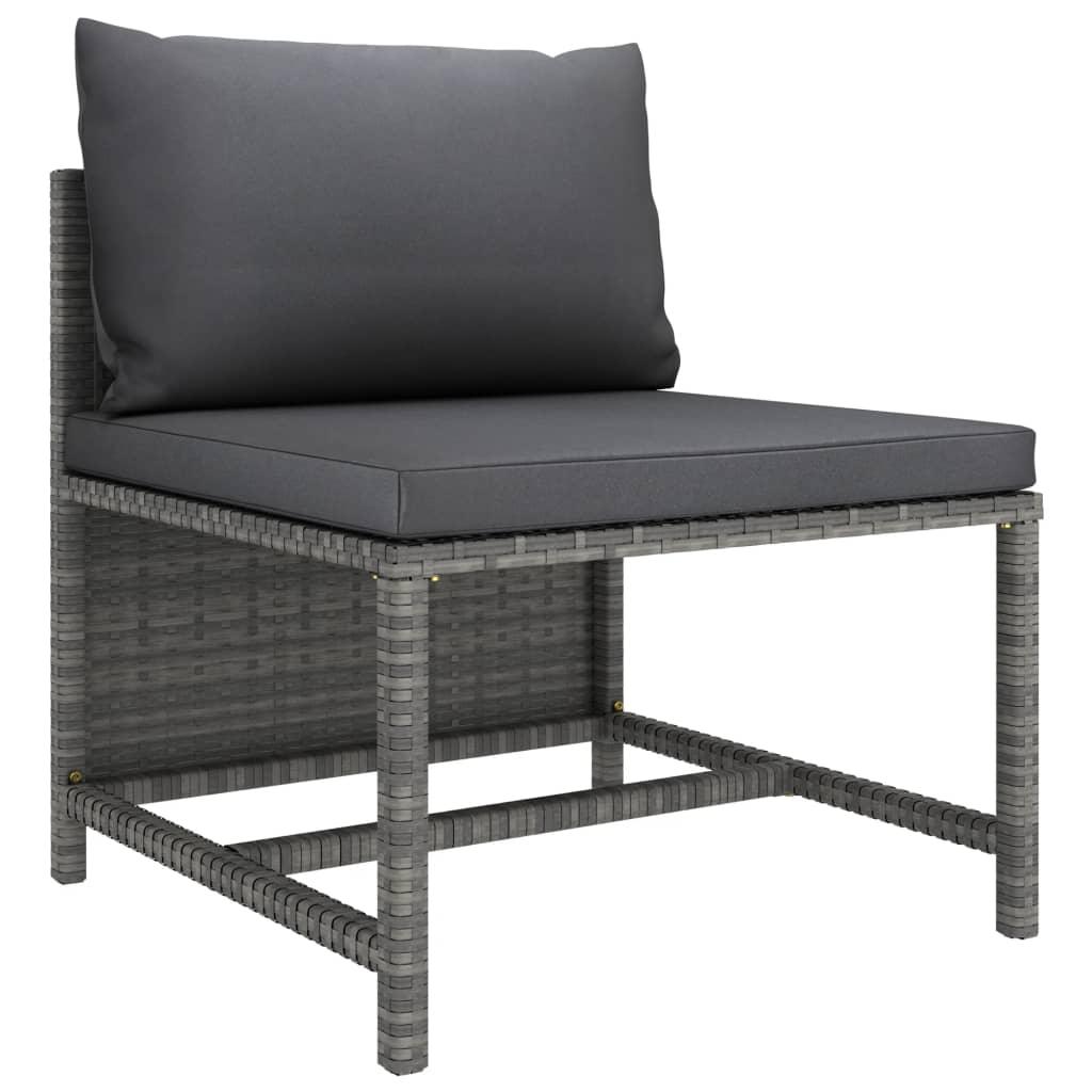 4 Piece Patio Lounge Set with Cushions Poly Rattan Gray at Set Shop and Smile