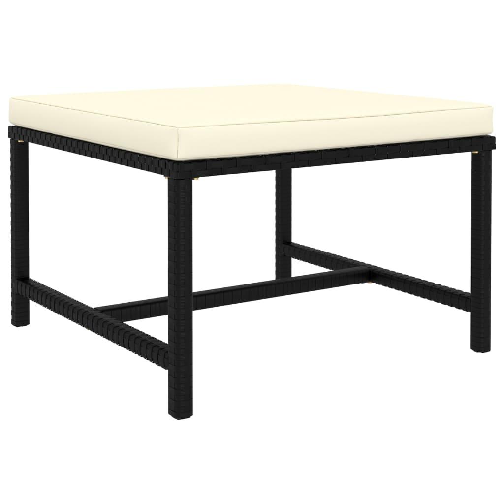 Sectional Footrest with Cushion Black Poly Rattan at Set Shop and Smile