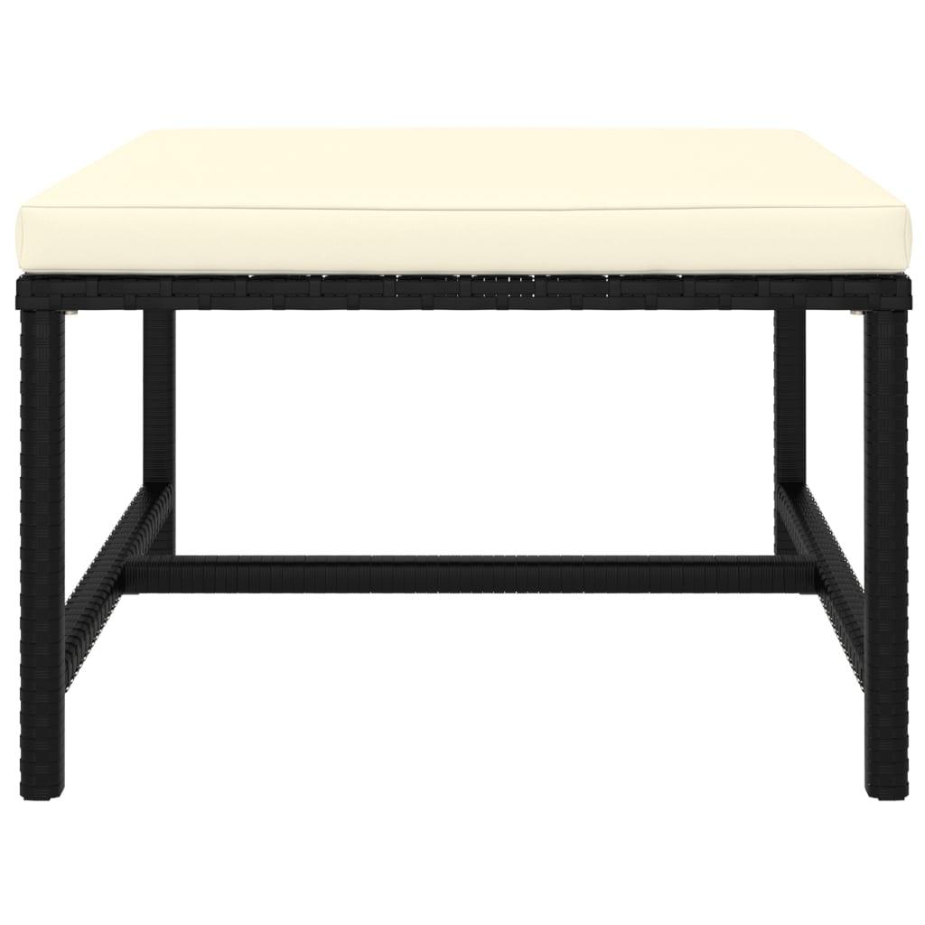 Sectional Footrest with Cushion Black Poly Rattan at Set Shop and Smile