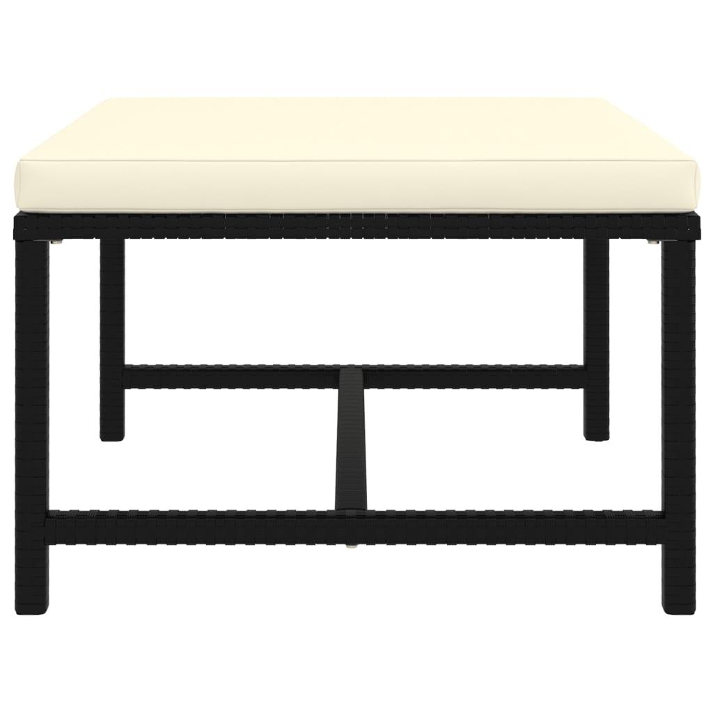 Sectional Footrest with Cushion Black Poly Rattan at Set Shop and Smile