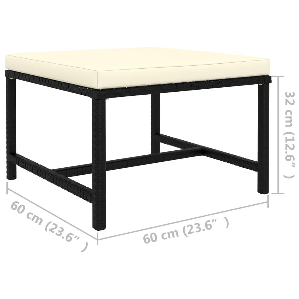 Sectional Footrest with Cushion Black Poly Rattan at Set Shop and Smile