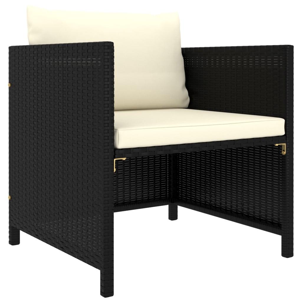 Patio Sofa with Cushions Black Poly Rattan at Set Shop and Smile