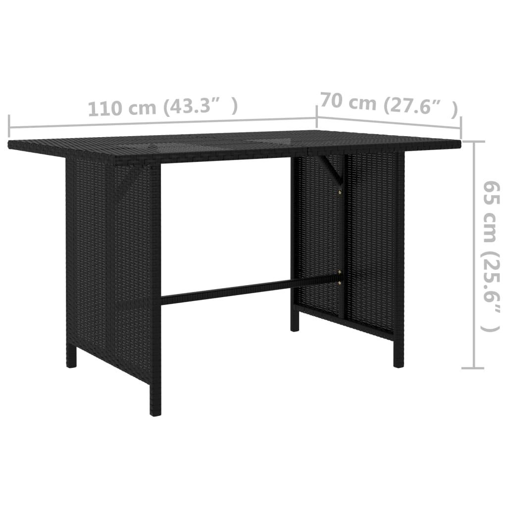 Patio Dining Table Black 43.3"x27.6"x25. 6"Poly Rattan at Set Shop and Smile
