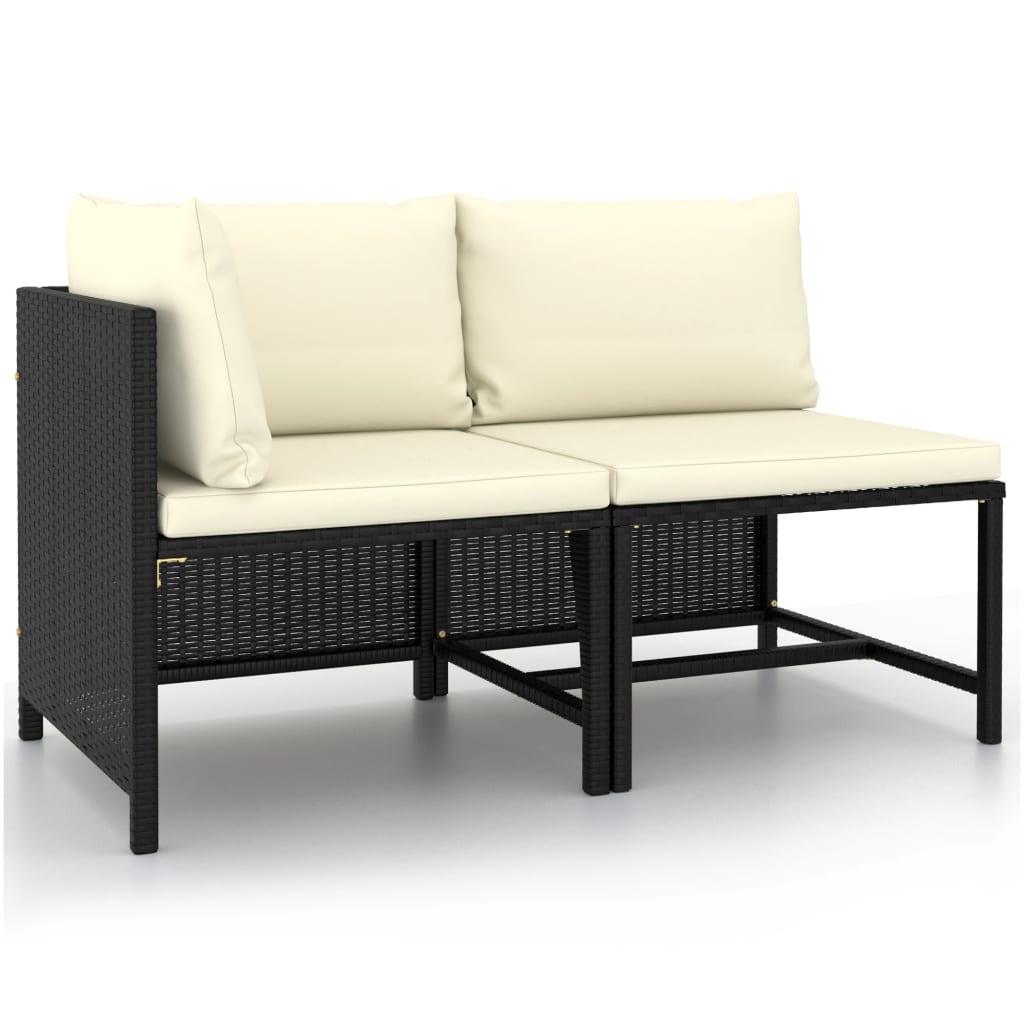 2 Piece Patio Sofa Set with Cushions Black Poly Rattan at Set Shop and Smile