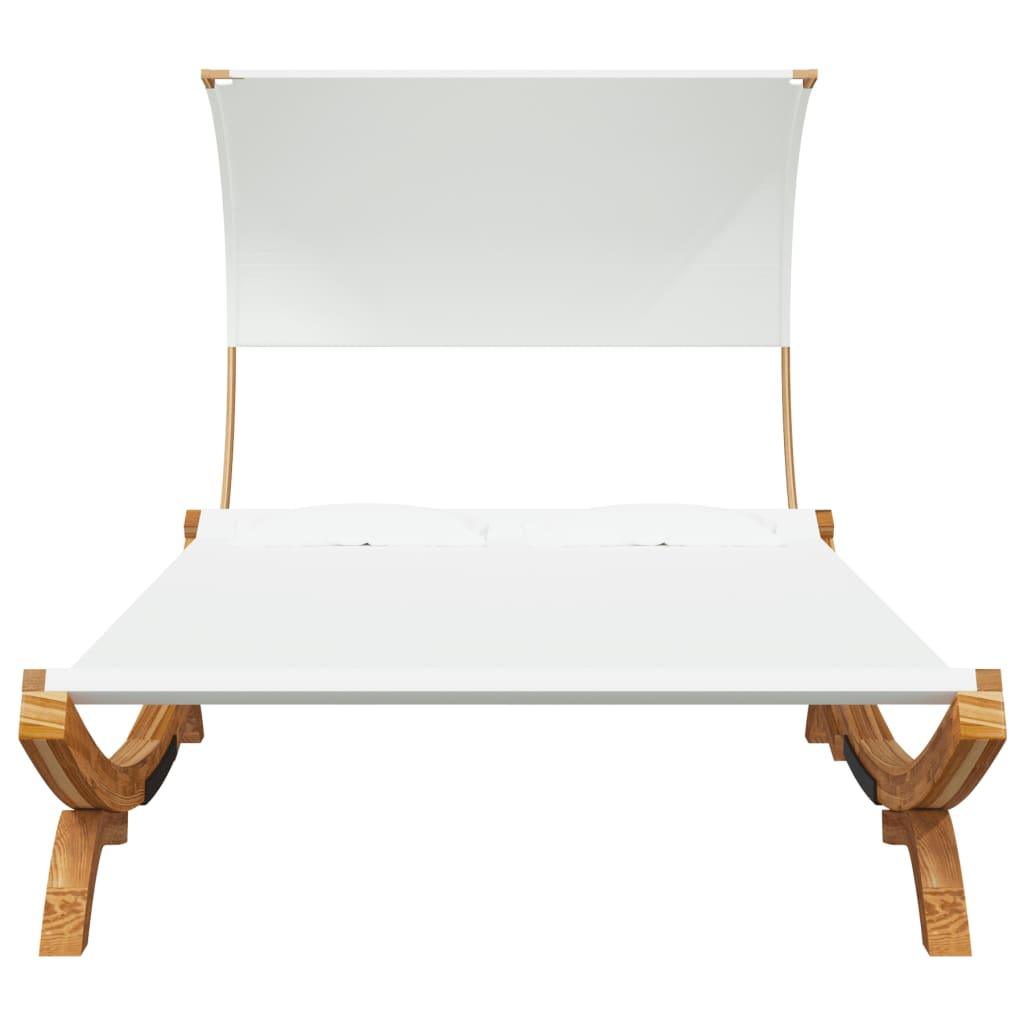 Patio Lounge Bed with Canopy 65"x79.9"x49.6" Solid Bent Wood Cream at Set Shop and Smile