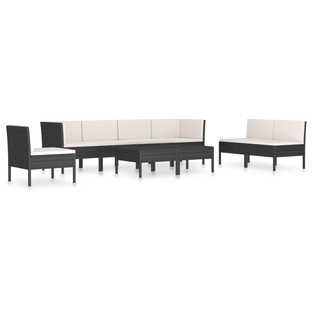 9 Piece Patio Lounge Set with Cushions Poly Rattan Black at Set Shop and Smile