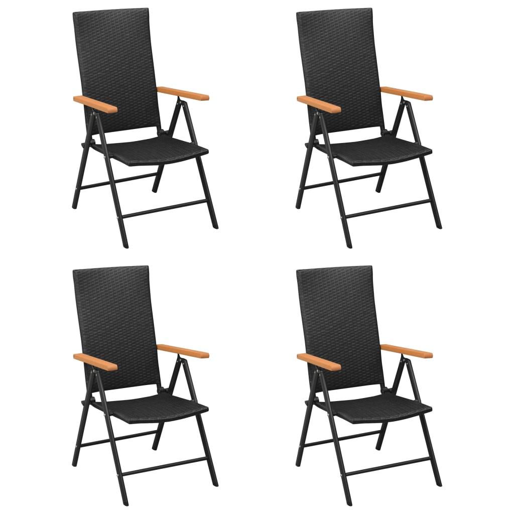 Patio Chairs 4 pcs Poly Rattan Black at Set Shop and Smile