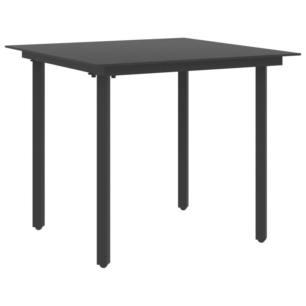 Patio Dining Table Black 31.5"x31.5"x29.1" Steel and Glass at Set Shop and Smile