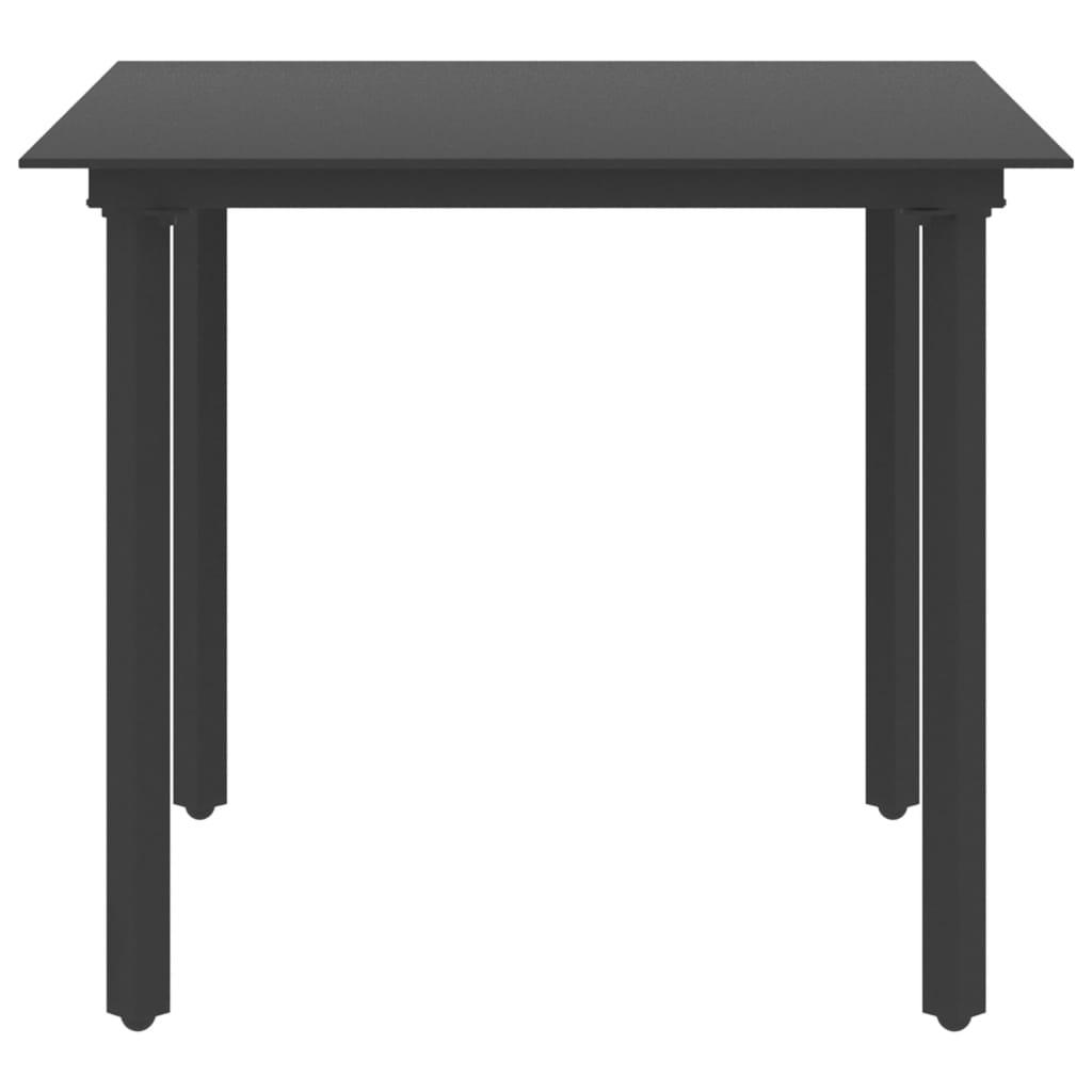 Patio Dining Table Black 31.5"x31.5"x29.1" Steel and Glass at Set Shop and Smile