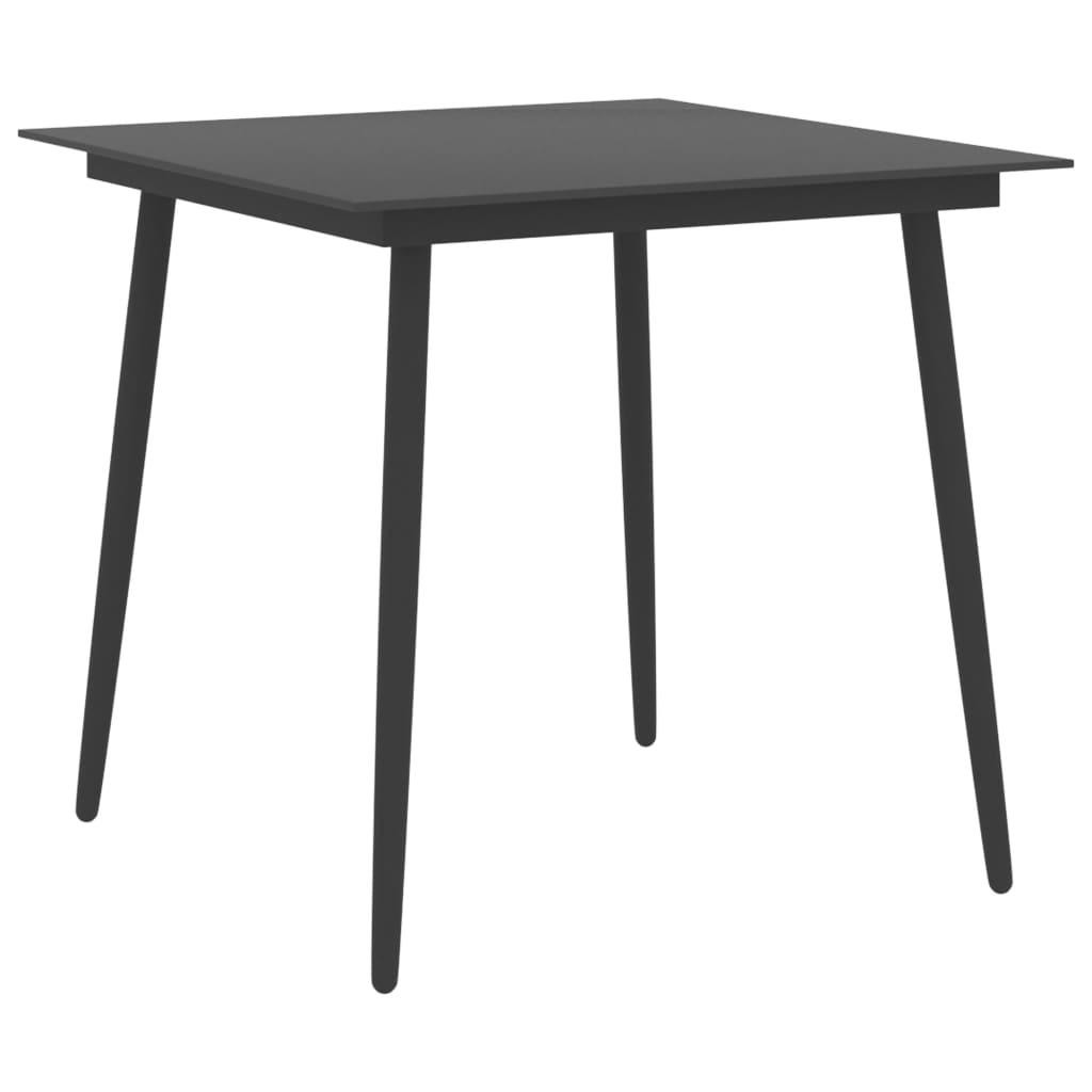 Patio Dining Table Black 31.5"x31.5"x29.1" Steel and Glass at Set Shop and Smile