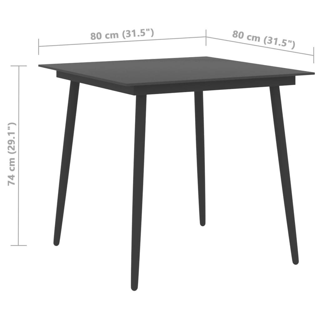 Patio Dining Table Black 31.5"x31.5"x29.1" Steel and Glass at Set Shop and Smile