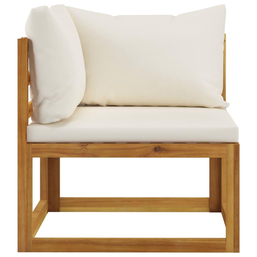 3-Seater Patio Sofa with Cushion Cream Solid Acacia Wood at Set Shop and Smile