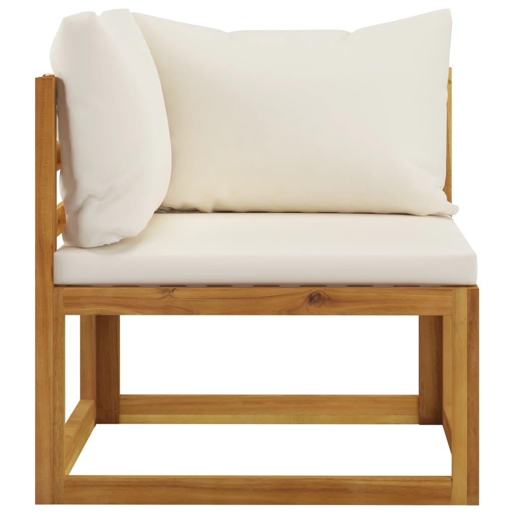 4-Seater Patio Sofa with Cushion Cream Solid Acacia Wood at Set Shop and Smile
