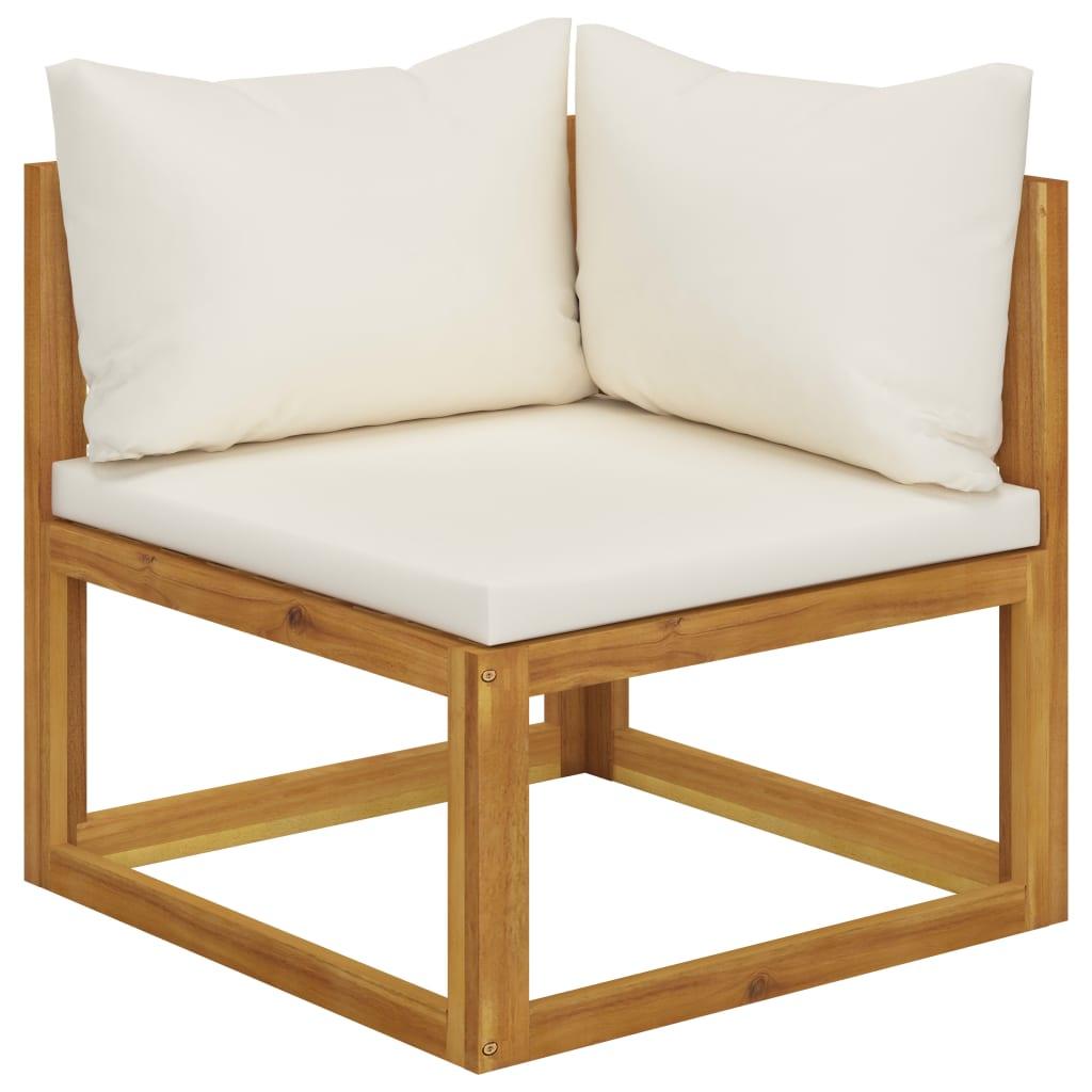 10 Piece Patio Lounge Set with Cushion Cream Solid Acacia Wood at Set Shop and Smile
