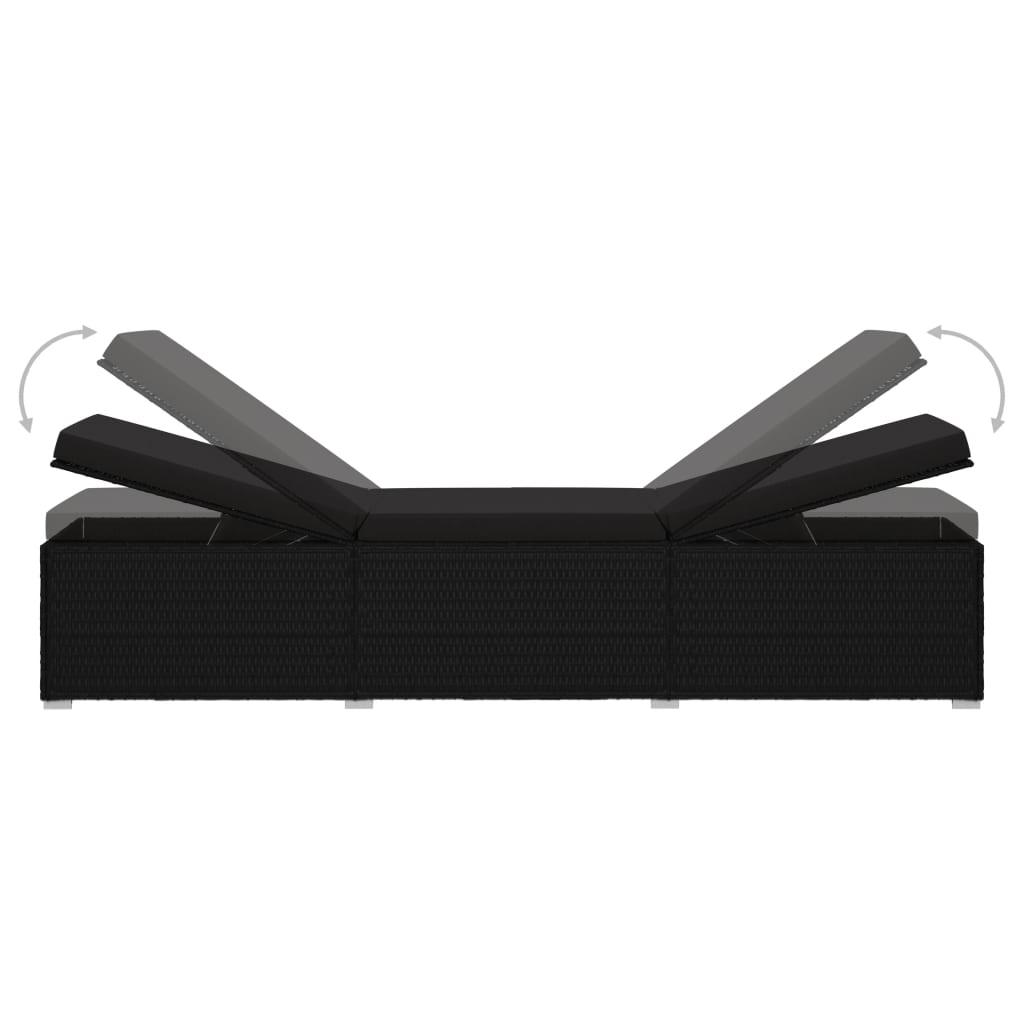 3 Piece Patio Sun Loungers with Tea Table Poly Rattan Black at Set Shop and Smile